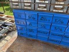 3'x2' steel work table w/ shelves & 2 organizer bins
