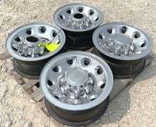 4- Ford chrome clad 16"x7" 8-lug rims w/ center caps