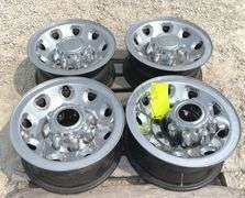 4- Ford chrome clad 16"x7" 8-lug rims w/ center caps