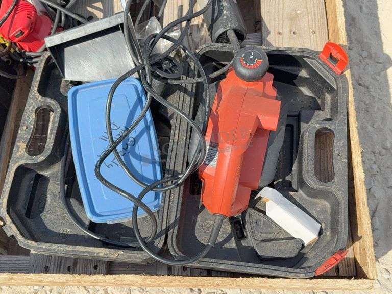 Group of corded electric shop tools