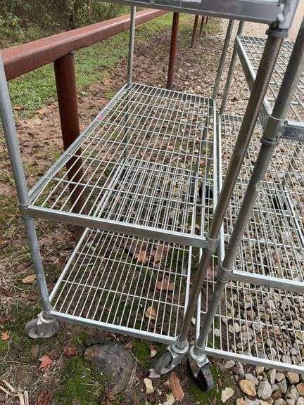 2 metal rolling shelves up to 4' wide