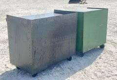 2 steel rolling work cabinets w/ worktop