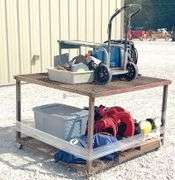4'x4' rolling shop cart w/ welder & welding supplies