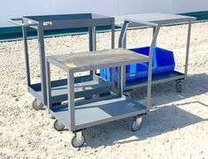 3- small rolling steel work carts