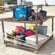 4'x4' rolling shop cart w/ welder & welding supplies