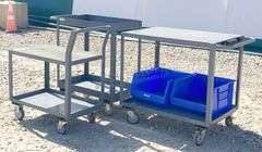 3- small rolling steel work carts