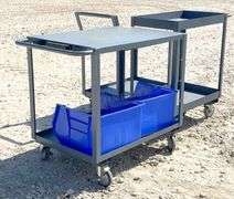 3- small rolling steel work carts