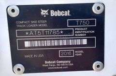 2016 Bobcat T750 skid steer loader