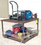 4'x4' rolling shop cart w/ welder & welding supplies