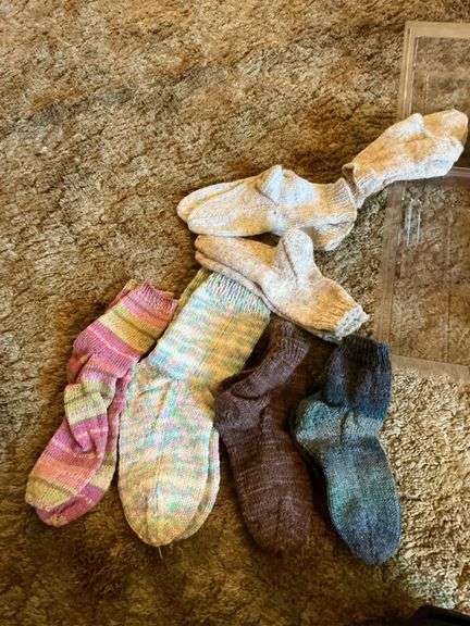 Container of homemade knitted socks SCHULTIS SON INC