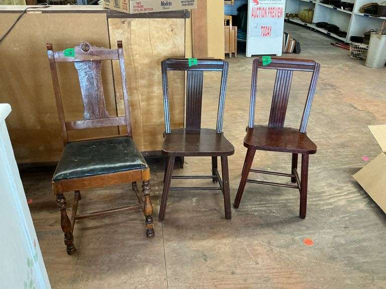 3 wood chairs