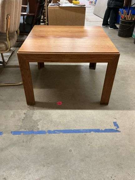 30 in. square short wooden coffee table