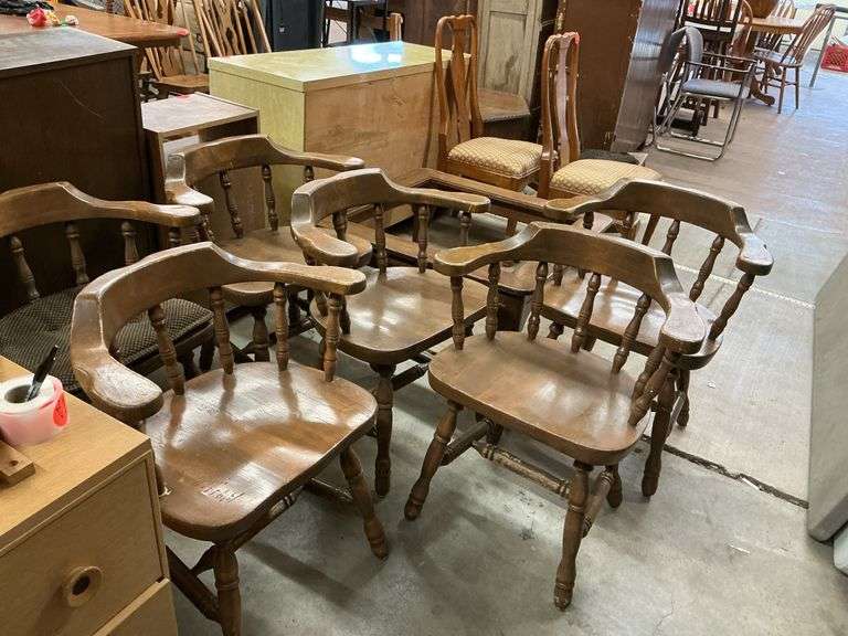 six wood kitchen chairs