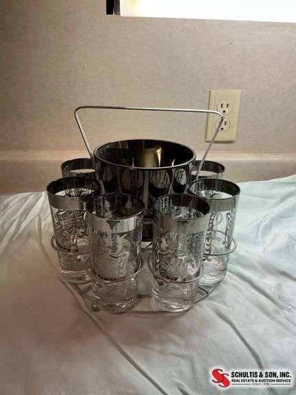 Silver Tone Barware Set