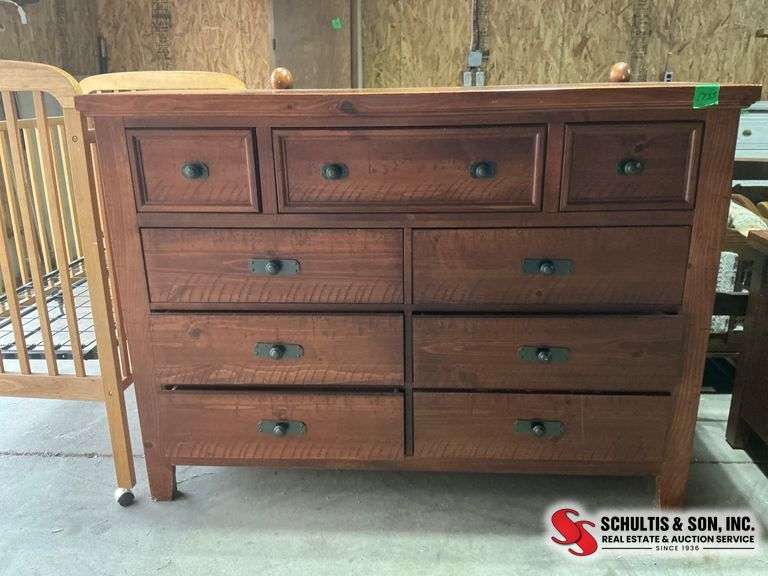 Wooden Nine-Drawer Dresser