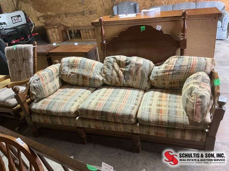 Wood Frame Sofa with Cushions