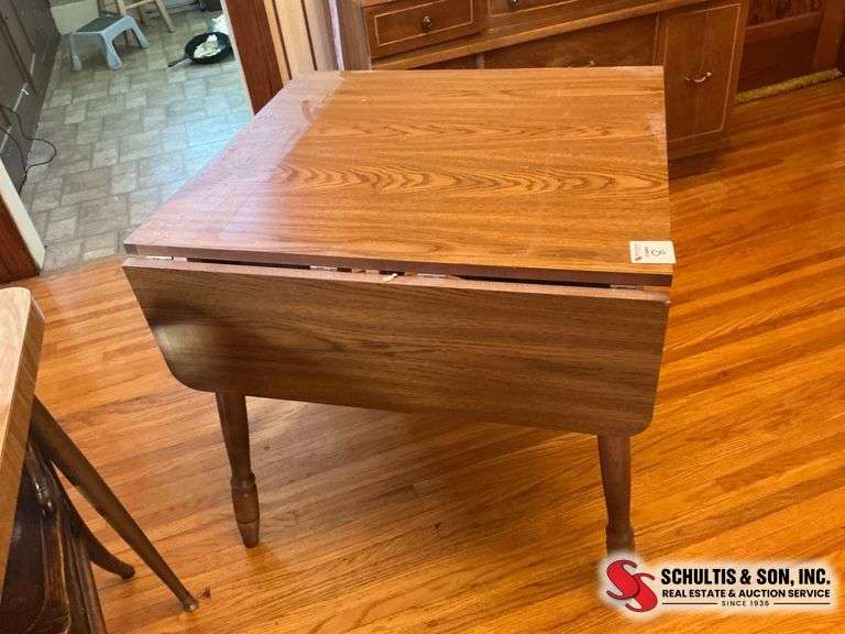 Drop-Leaf Wooden Table