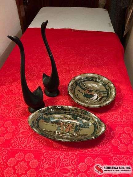 Wooden Sculptures and Ceramic Dishes