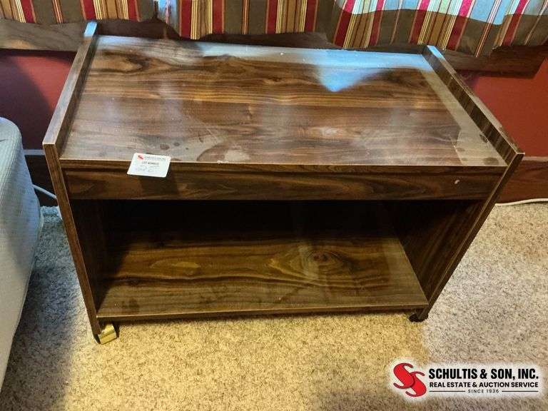 Walnut Veneer Rolling Cart