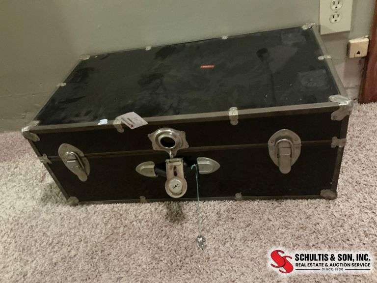Black Metal Steamer Trunk