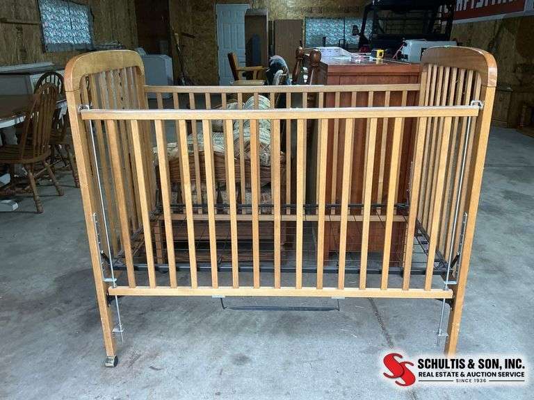 Wooden Baby Crib on Wheels