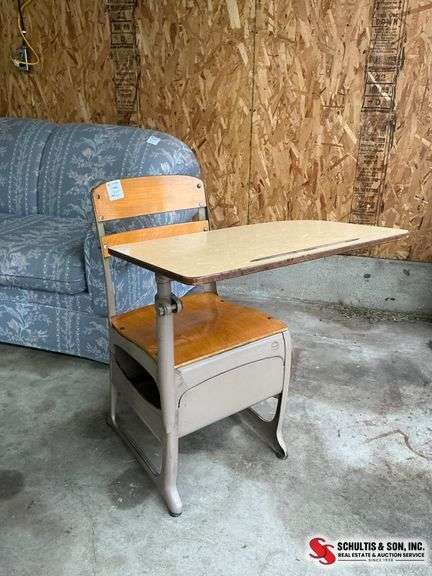 Wood and Metal School Desk