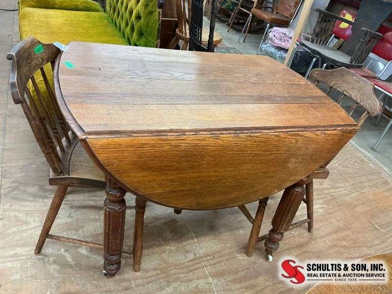 Drop-Leaf OAK Table and Chairs