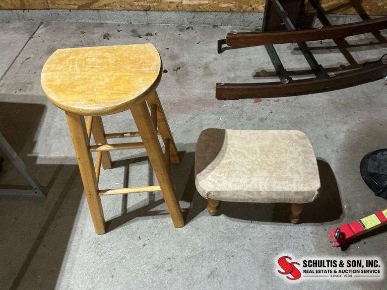 Wooden Stool and Footrest