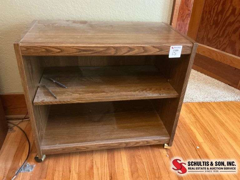 Wood Veneer Rolling Shelf Unit