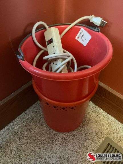 Red Plastic Wastebasket