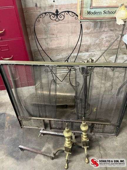 Brass And Iron Fireplace Set