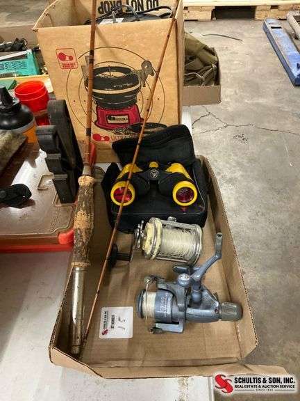 Fishing Rod, Reels, and Binoculars