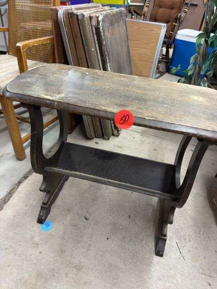 Antique end table magazine rack