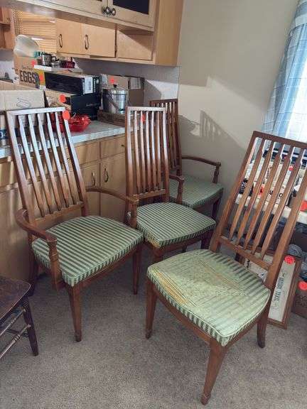 4 OAK PADDED DINING ROOM CHAIRS