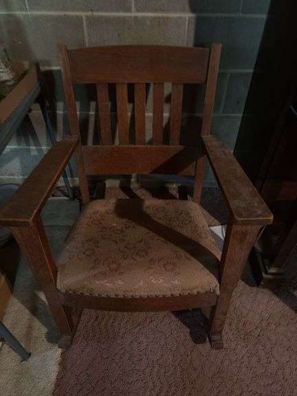 Oak antique padded rocking chair