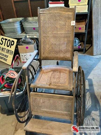 Wicker antique wheelchair