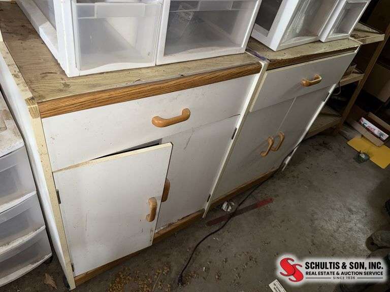 Old portion of kitchen cupboards