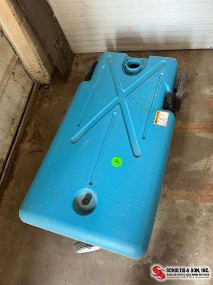 Fluid caddy on wheels with hand pump 