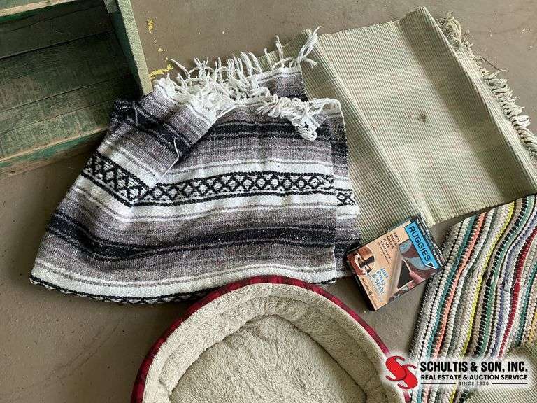 Rugs, small used dog bed, Afghan and Reggie’s