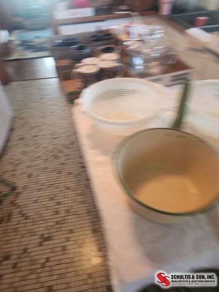 enamel wear pan and two strainers