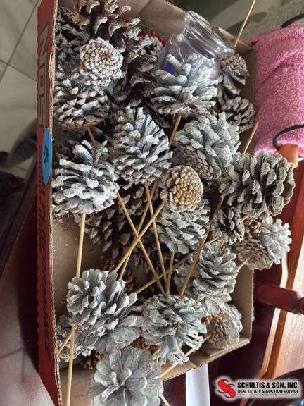 Pine cones and a candle