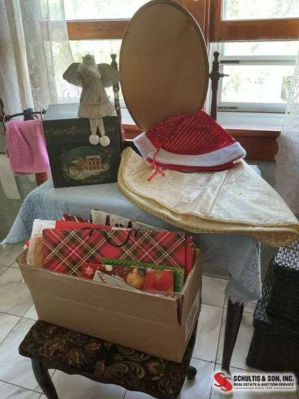 decorative box- angel-tree skirts- box full of gift bags of all sizes ￼