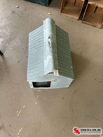 Antique galvanized tin metal chicken coop 22 1/2 inches long 18 inches tall and 17 inches wide