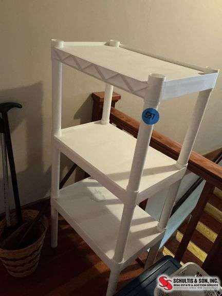 three shelf bathroom storage cart ￼(22”W X 14”D X 47”H)