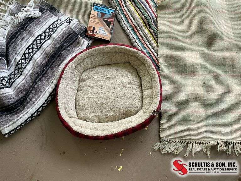 Rugs, small used dog bed, Afghan and Reggie’s