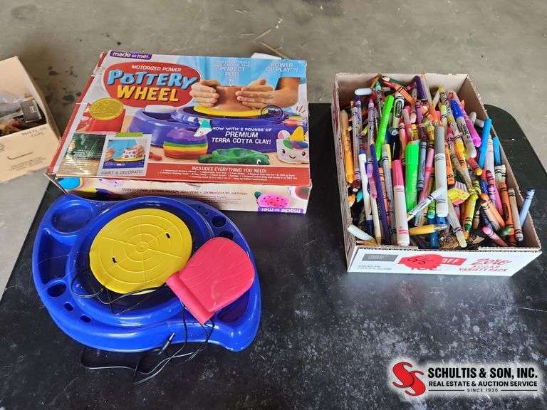 Kids pottery wheel and lots of markers crayons - SCHULTIS & SON, INC.