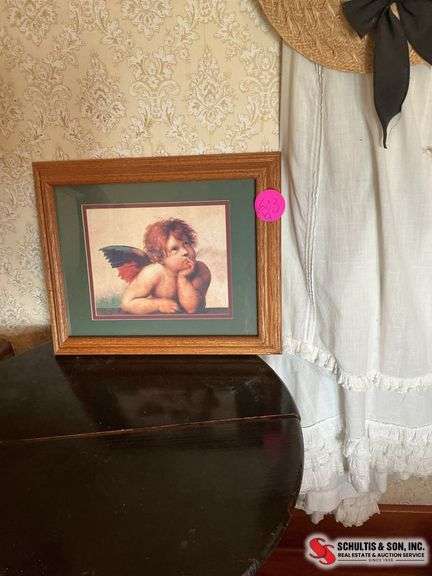 Vintage Petty coat, hat, and cherub picture