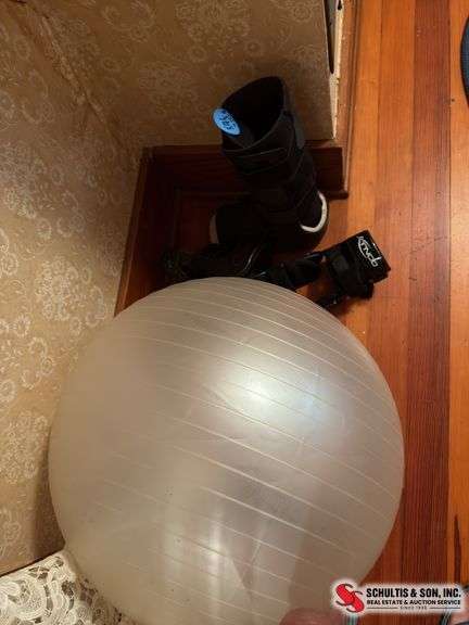 Exercise ball and shoes for broken bones