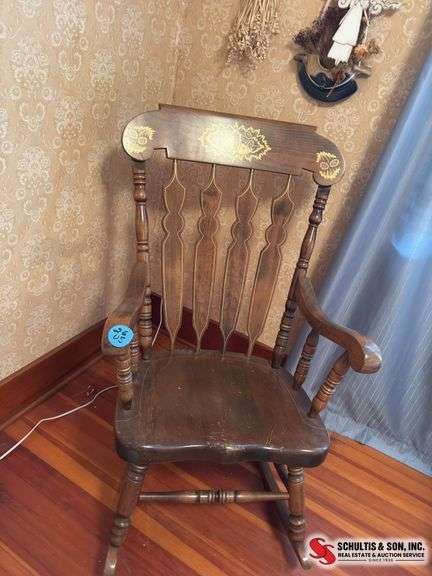 Wooden Rocker  with autumn   Trim
