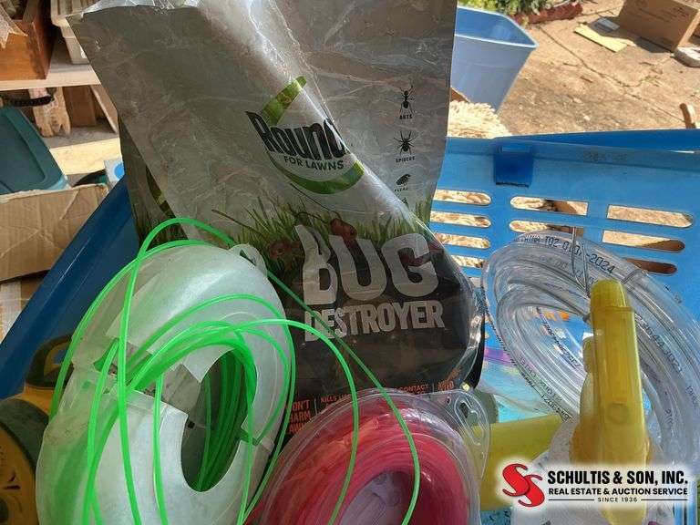 Basket of yard supplies